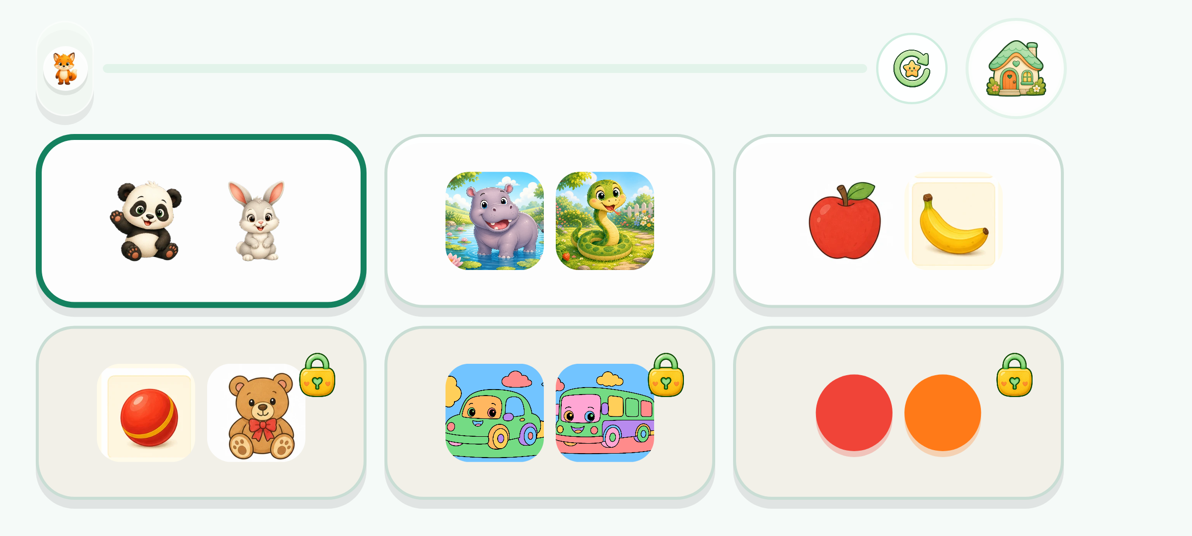 Animal card matching game
